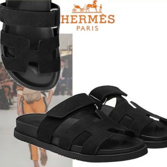 HERMES Suede Womens Chypre Sandals 39.5 Black 746412 | FASHIONPHILE